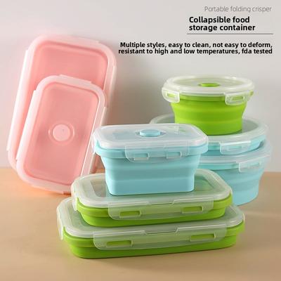 Outdoor Silicone Foldable Lunch Box, Microwave Lunch Box, Food Preservation Lunch Box, Plastic Lunch Box, Refrigerator Storage Box Set