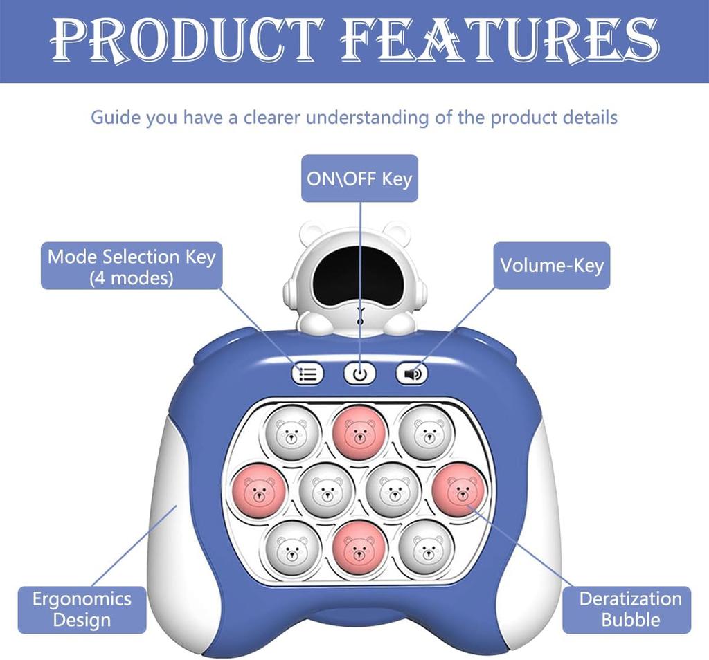 Joc rapid de împingere, Pop Fidget Light Up It Pocket Game pentru copii cu vârste între 3-12 ani, jucărie de joc senzorială portabilă cu 4 moduri de petrecere Joc rapid de împingere Jucării Fidget