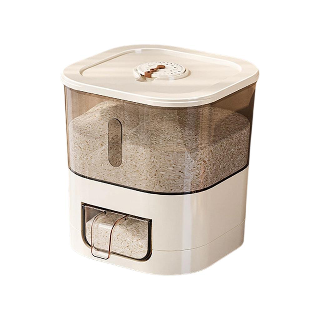 Grain Storage Container with Measuring Cup Dispenser Airtight Food Storage Bin for Rice Beans Cereal and Dry Goods Kitchen Organizer