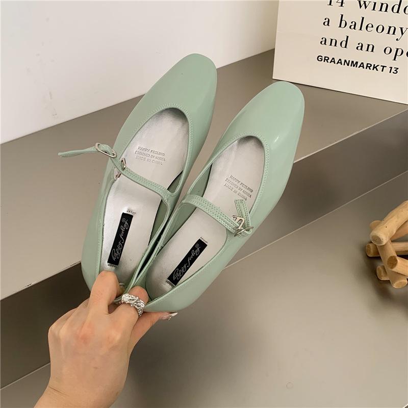 Fashion 2025 Spring Autumn Flat Mary Janes Shoes Woman Candy Color Soft Leather Ballet Flats Ankle Strap Comfy Mocaasins for Woman