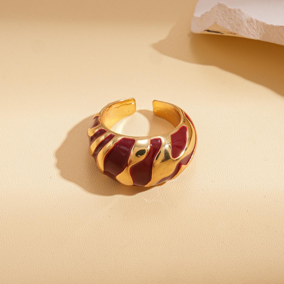 Drip geometric irregular texture open ring simple jewelry