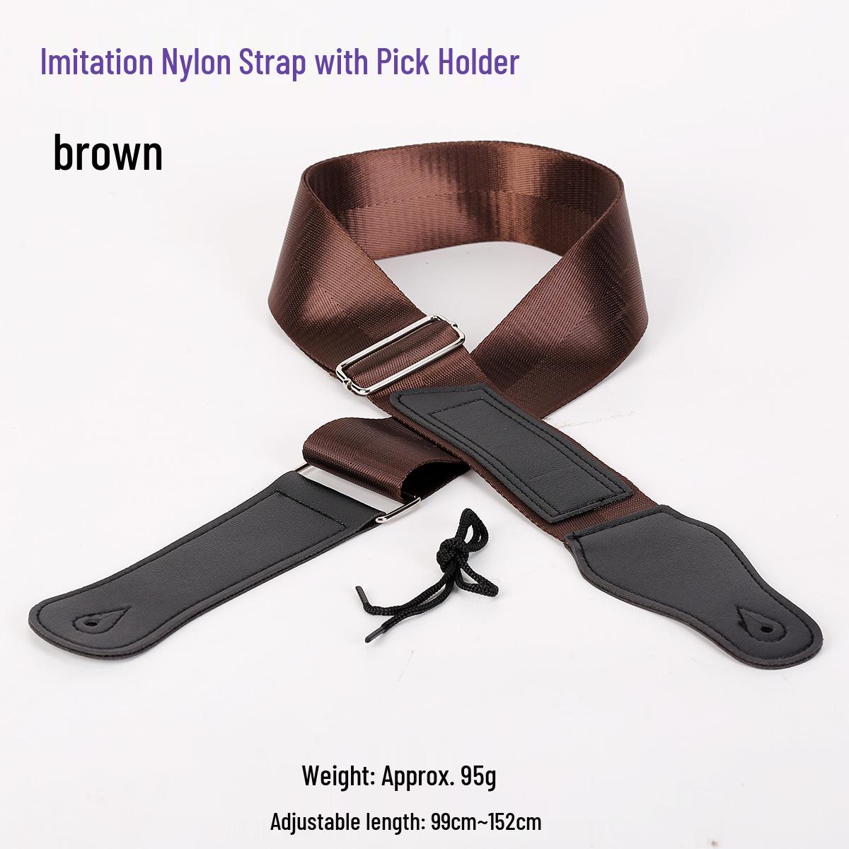

High-Quality Solid Color Nylon Electric Guitar Strap with Pick Holder