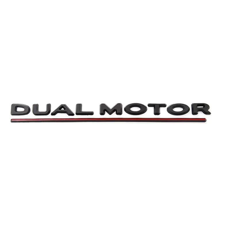 E5 DUAL MOTOR Achterlogo voor Tesla Model 3 Y S X Letters Embleem 3D Auto Styling Spatbord Badge Emblemen Decoratie Auto Accessoires