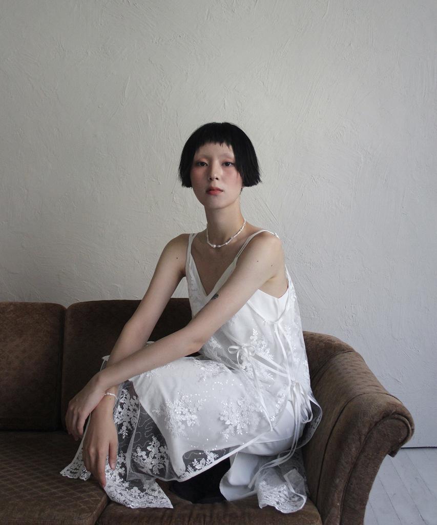 Rubati Sequin Lace Layered Dress _White