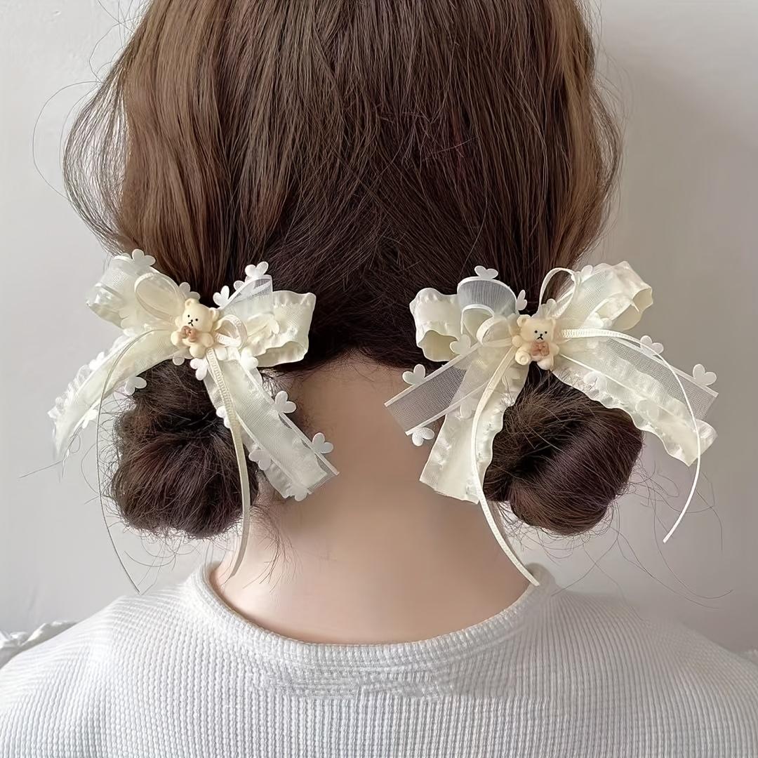 2Pcs Cartoon Bear Simple High-end Bow Hair Band