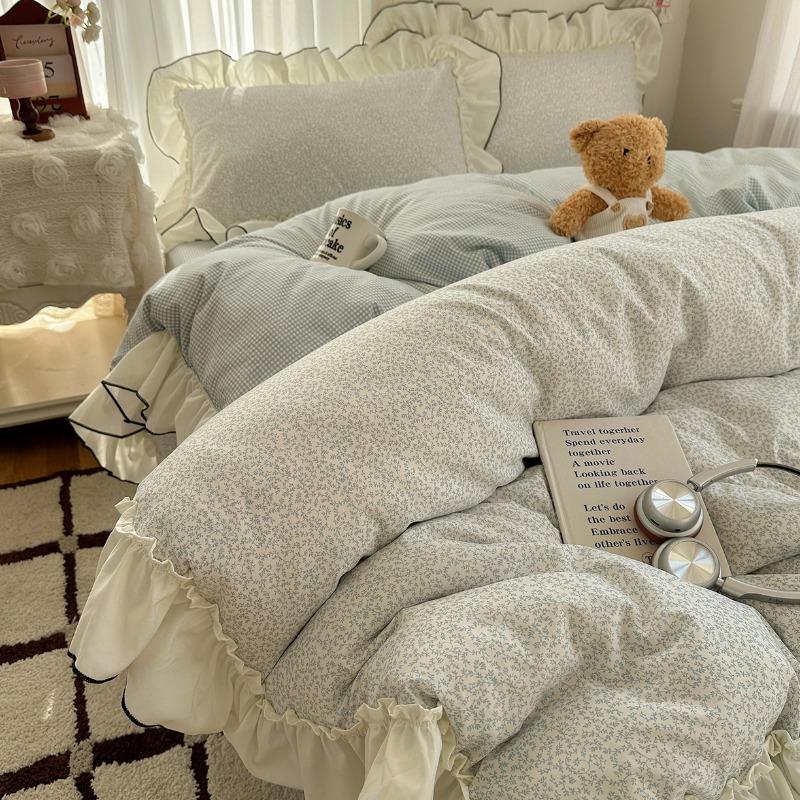 

Четырехкомпонентный комплект постельного белья в французском стиле, кружево, печать, класс А, простой свежий трехкомпонентный комплект постельного белья 1.2m sheet 3pcs синий