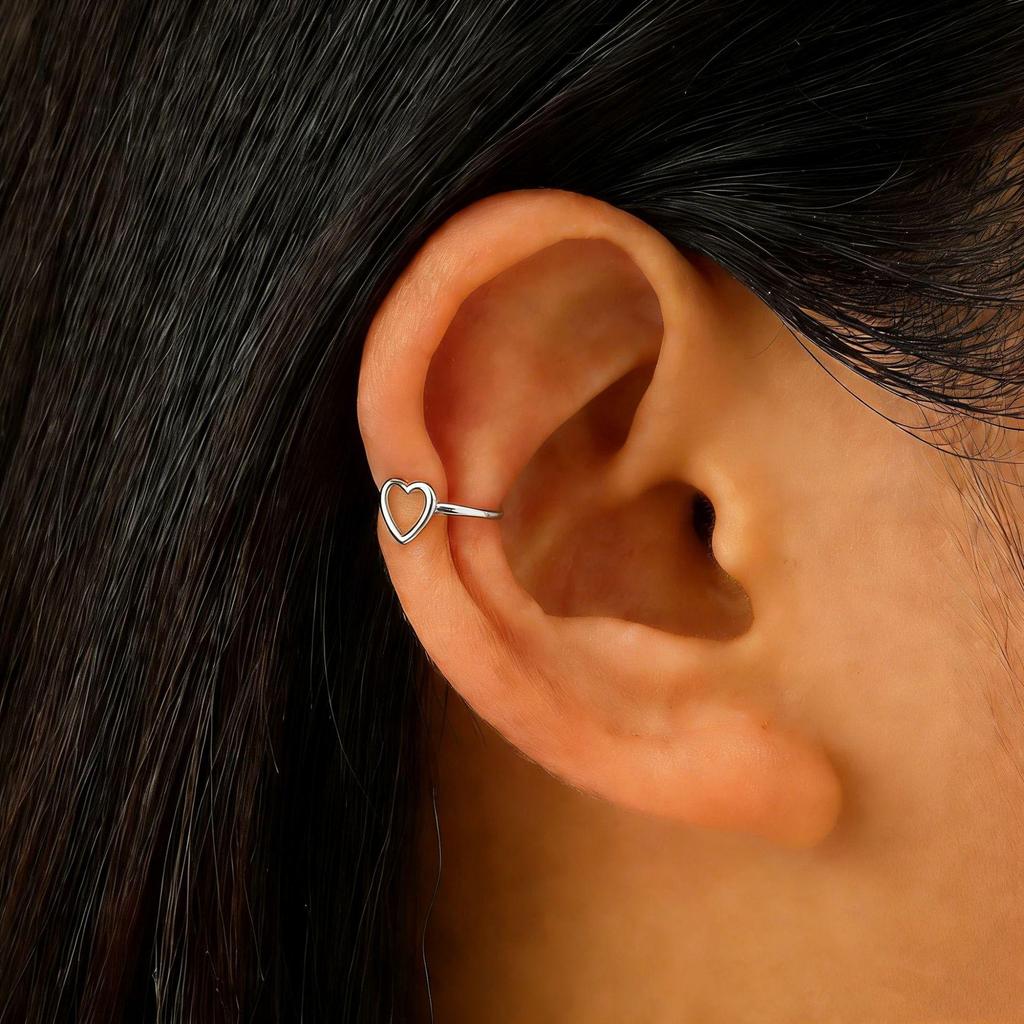 Clip per orecchio retrò francese a doppio strato in lega senza buco: Ear Cuff Semplice da Donna, Stile Freddo, di Nicchia Coreano, Temperamento