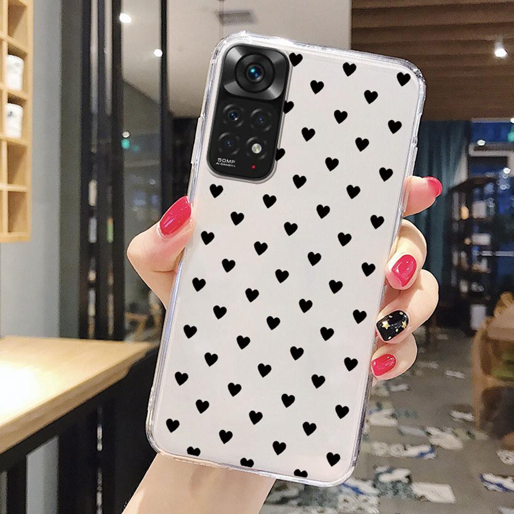 Cute Love Heart Clear Transparent Phone Case For Xiaomi Redmi Note 11 12 10 11s 10s Pro Max Non-Yellowing Shockproof Women Cover