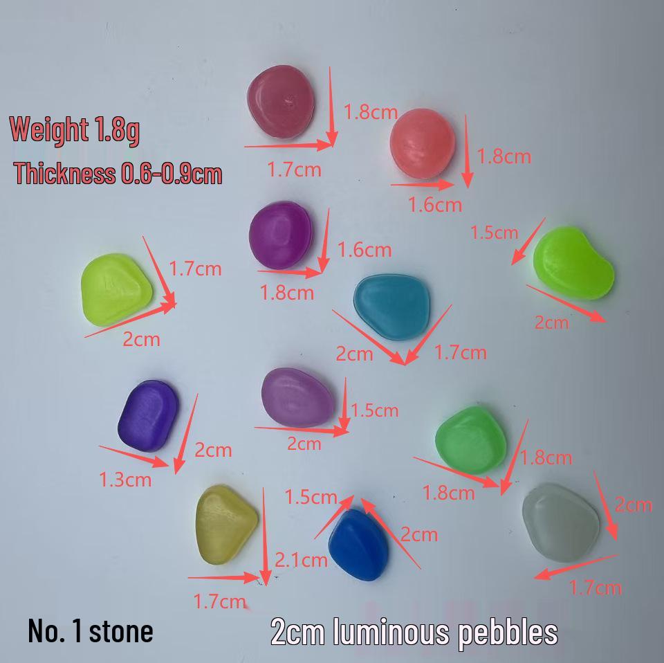 100 pcs Glowing Pebbles for Aquarium and Garden - 2cm Fluorescent Luminous Stones