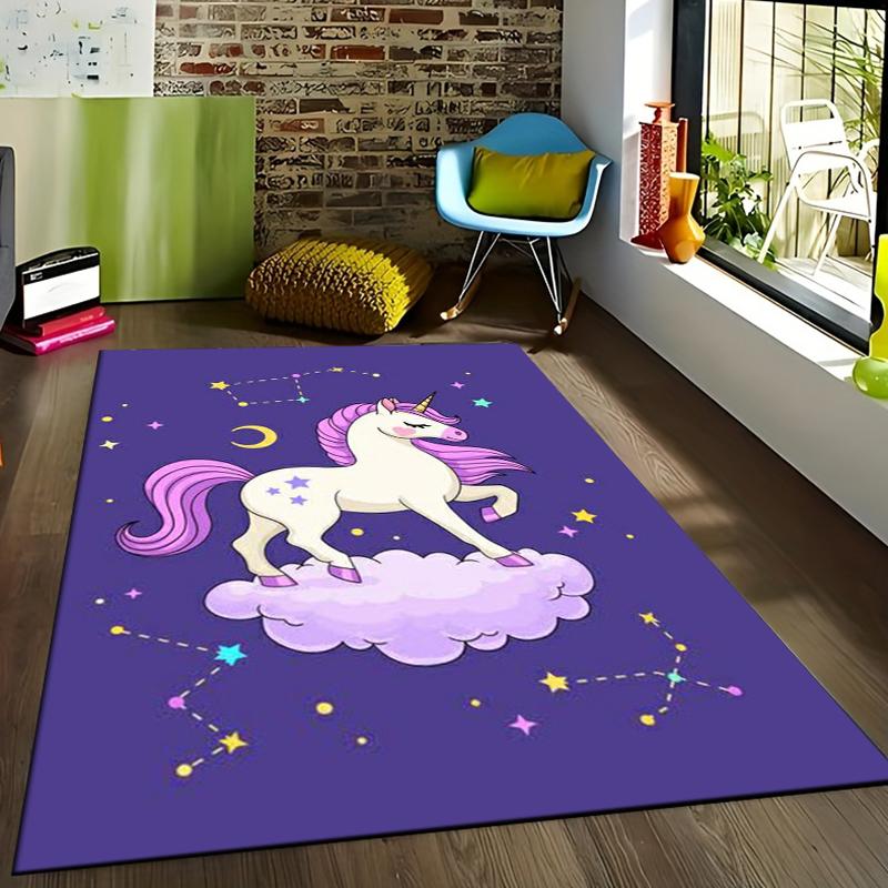 3D Cute Unicorn Large Area gamer Rug Carpet for Home Living Room Children's Bedroom Sofa Doormat Decoration Kids Floor Play Mats