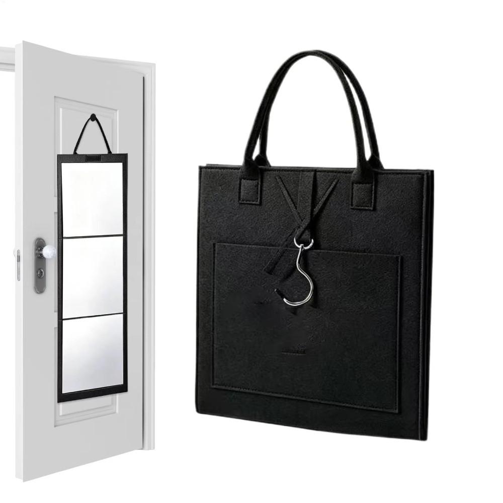 Shatterproof Folding Full Length Mirror Portable Felt Storage Bag New Full Body Mirror Door