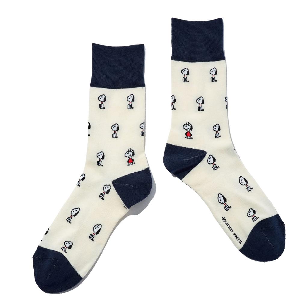 Sixtocks Snoopy Goods Snoopy Gift Socks Socks Made in Japan Line Pattern 02 x 72 Ivory x [CHICSTOCKS] <Official> Men's Women's (S, Navy)