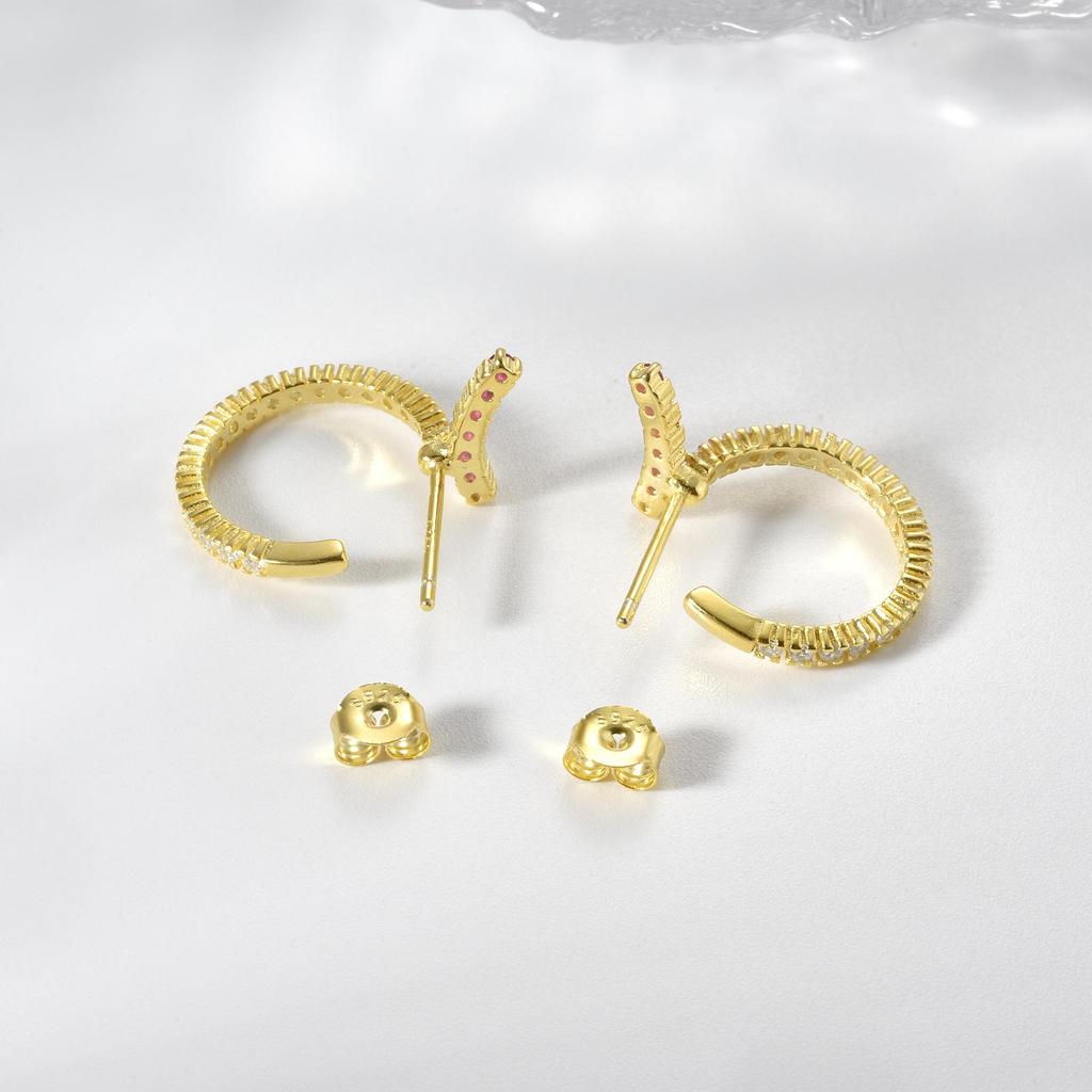 ANDYWEN 100% 925 Sterling Silber Gold Rock Punk Huggies Hoop Ohrring Rose Zirkon Kristall Edlen Schmuck