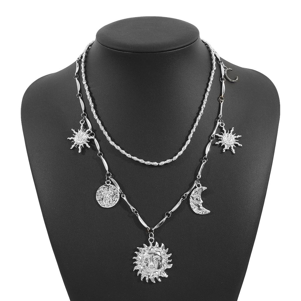 Women New Moon Star Universe Pendant Fashion Vintage Personality Multi Layer Necklace For Women