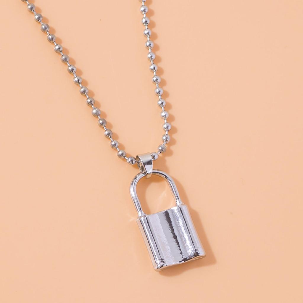 Pin Clavicle Necklace, Round Bead Lock Necklace, Choker Necklaces