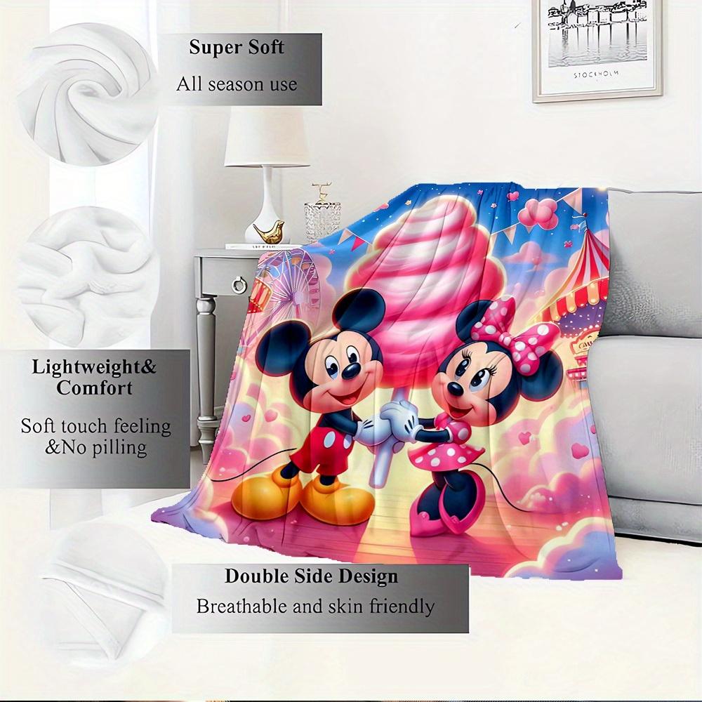 1pc flannel minnie mouse and mickey mouse hand in hand bedding throw blanket sofa cover gift home decoration plush throw