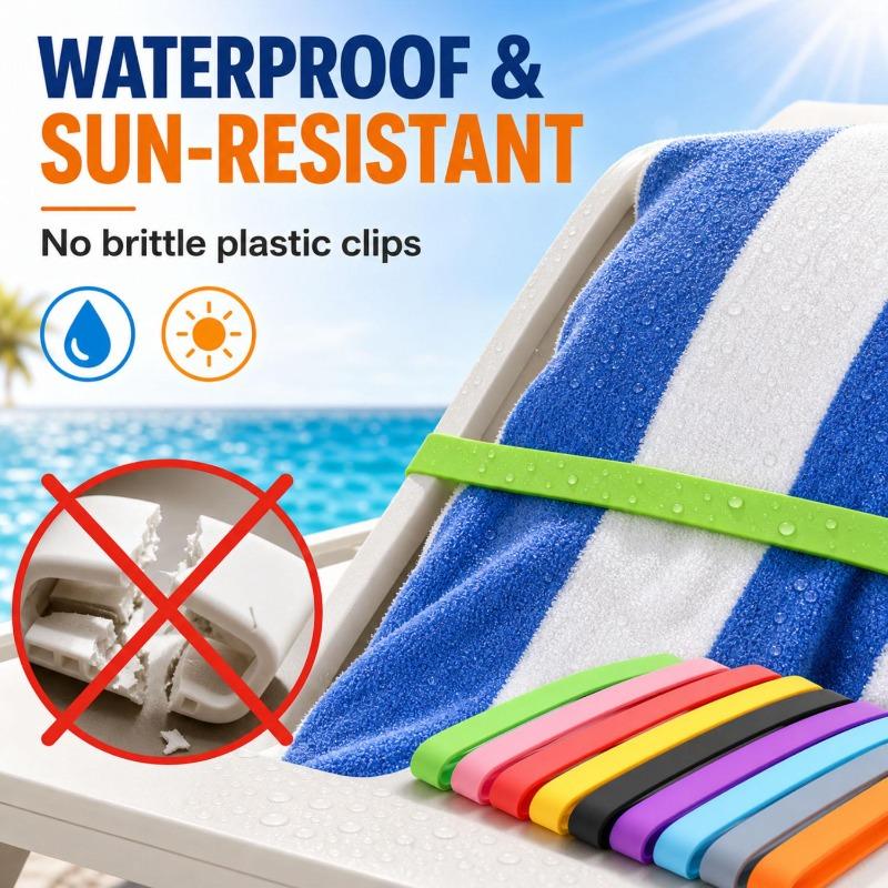Silicone Towel Bands Beach Chairs Multicolor Elastic Towel Clips Windproof Rubber Bands Multipurpose Clothing Organizer Tools