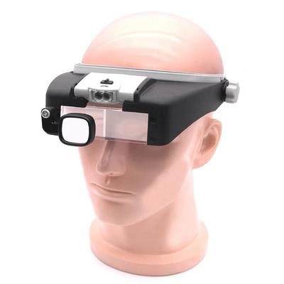 Adjustable Head Mounted Magnifier 1.5X 6X 8X Bifocal LED Glasses for Reading Craft Inspection For Model Building