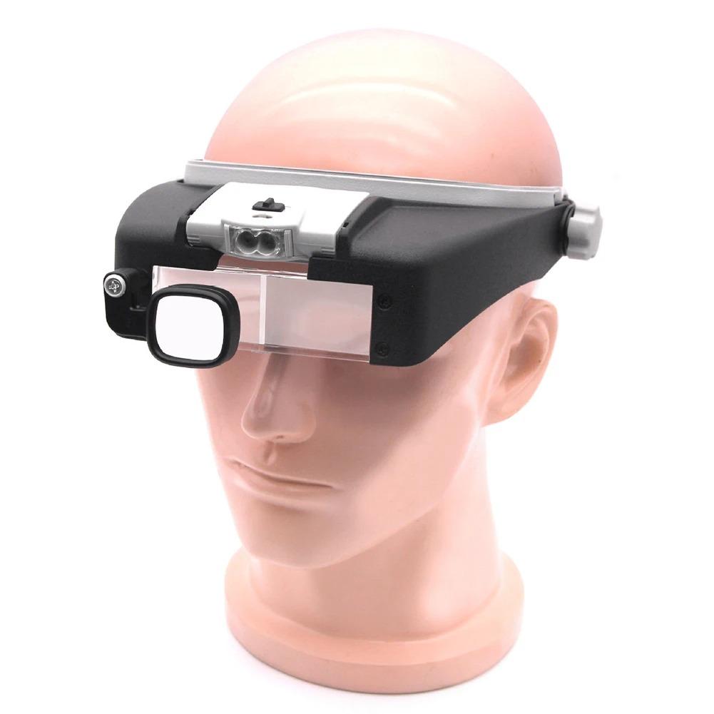 Hands-Free LED Magnifying Glasses Head Mount 1.5X 6X 8X Loupe for Close Work Soldering Watch Repair Hobby