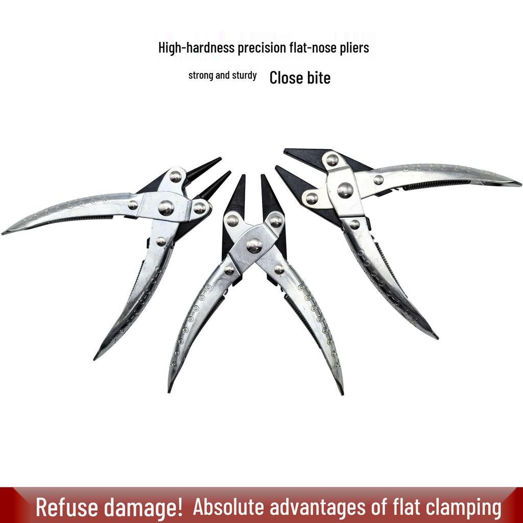 Jewelry Metalworking Three-Piece Pliers Set: Needle-Nose, Flat-Nose, Round-Nose, Anti-Slip Handles with Spring