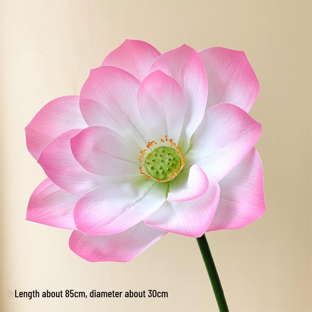 Realistic Lotus & Leaf with Stem Props - Artificial Water Lily Arrangement for Living Room Decoration