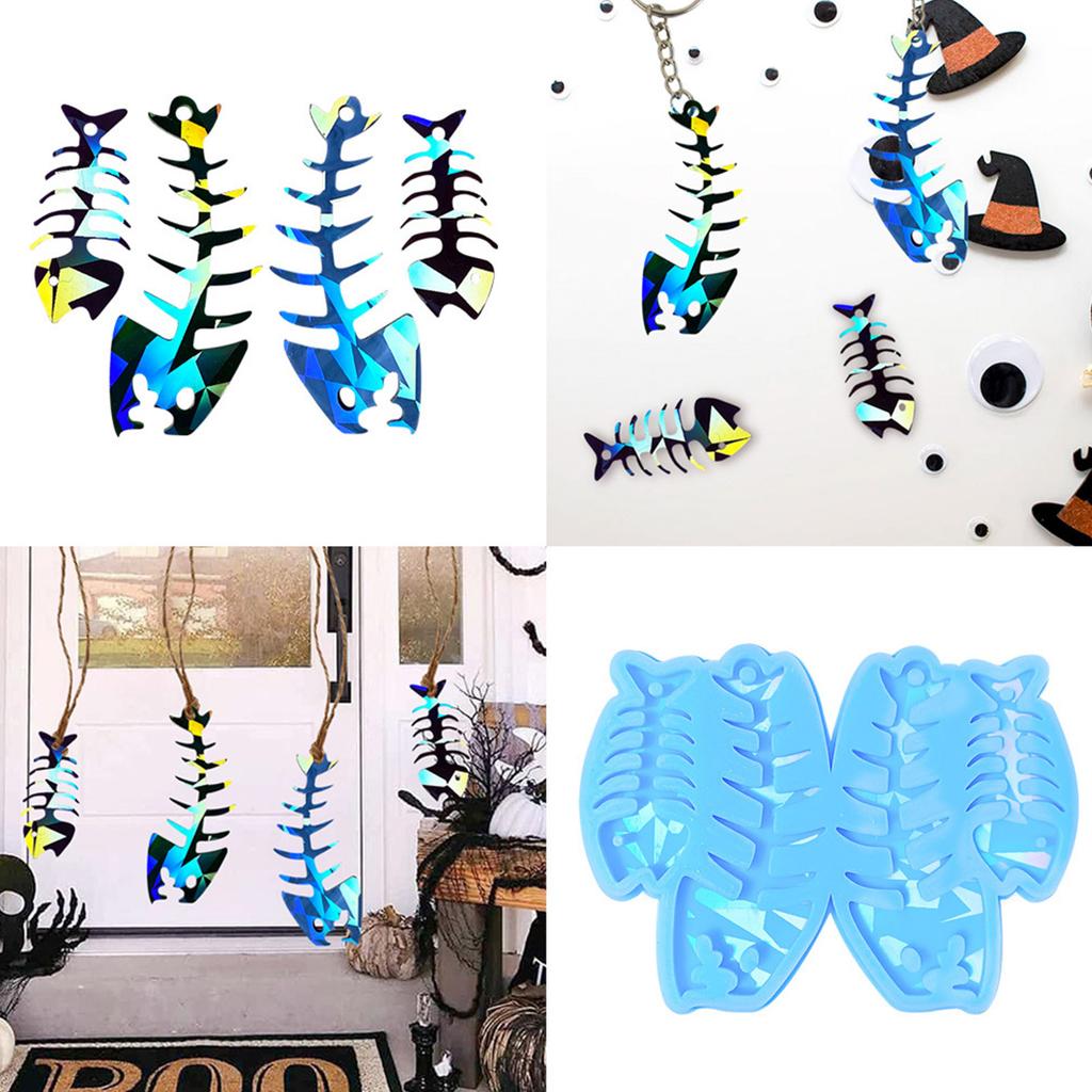 Fishbone Shape Mold Handmade Ornament Pendant Silicone Mold DIY Holographic Resin Mold for DIY Decoration