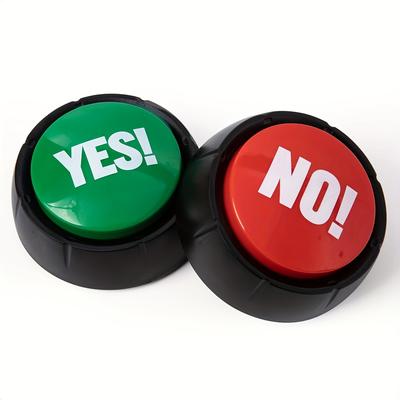 2Pack Game Show Answer Buzzers Plastic Yes and No Buttons with Sound, Battery Operated  Fun Gag Gifts for Parties and Quizzes AAA Not Included