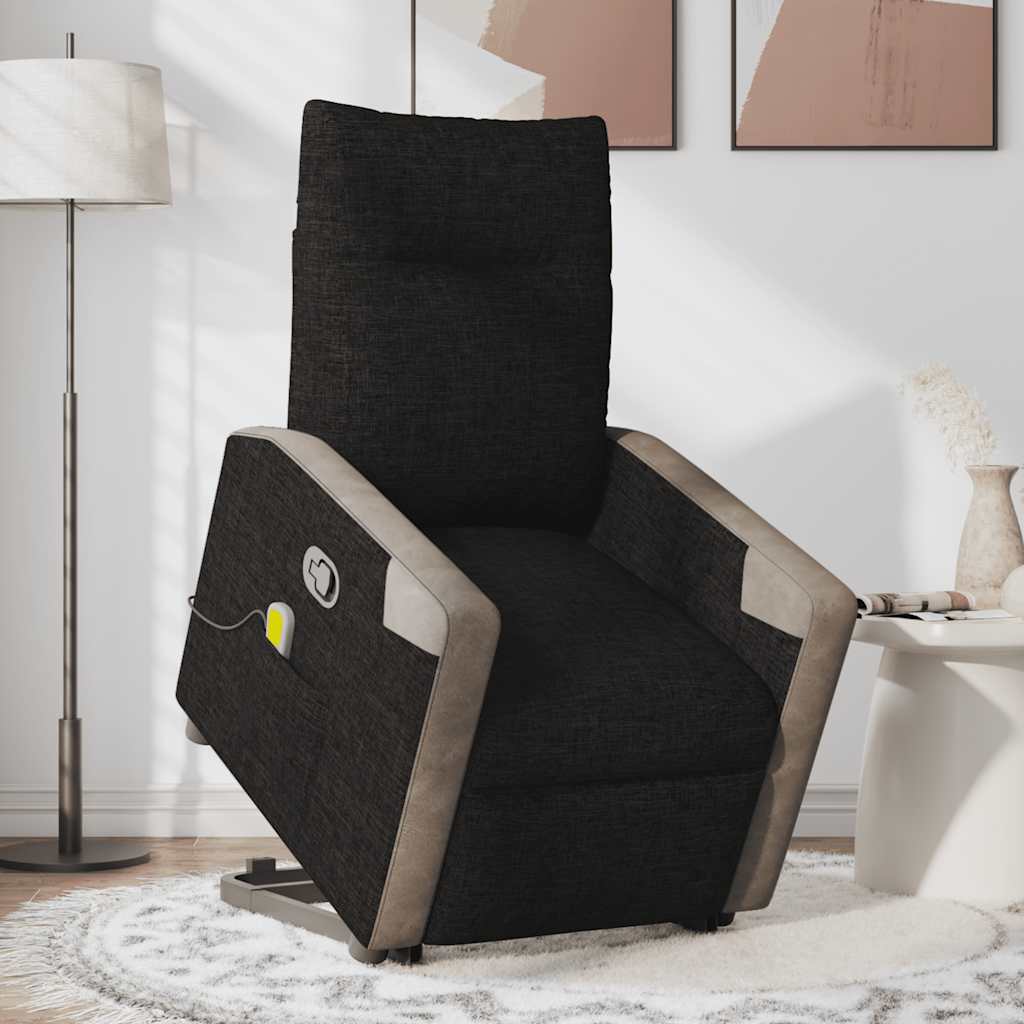 Recliner Chair with Lift Assistance Black Fabric