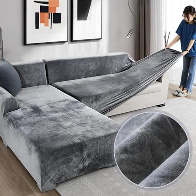 1/2/3/4 Thickened Elastic Non-slip Slipcover Solid Color Plush Sofa Covers for Living Room Couch Cover Case Sofa Slipcover