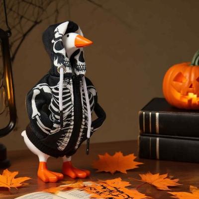 Schreibtischgans Outfits Mini Gänse Hoodies 7-Zoll Tischgans Totenkopf Sweatshirts Halloween Saisonale Dekoration