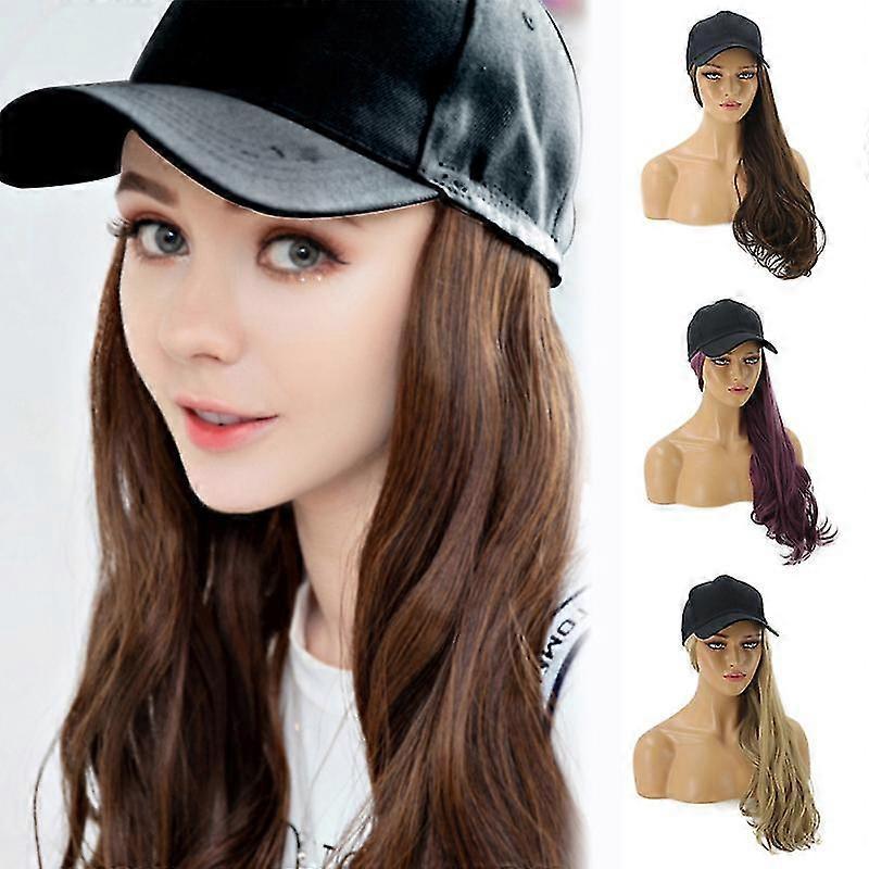 Charming Women Lady Long Curly Synthetic Wig Hairpiece Hair Extension with Hat