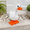 Handcrafted Style Garden Statue 3D Printed Yard Goose Statue, Cute White Long Neck Porch Decor with Whimsical Outdoor Accent Orange Beak Feet,