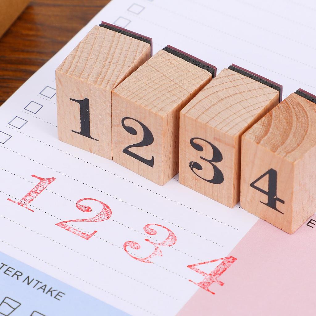 SEWACC Number Cute Wooden Date Rubber Number Set for DIY 12 Pieces and Two Stamps, Stamps, Planners, Books, Diaries, Calendars, Albums, Signs, Cards,