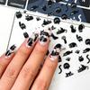 1-6pcs Black Cat Stickers Cute Cartoon Graffiti Cat Nail Stickers Art Self Adhesive Decals Heart Bowknot Stars Manicure Tools