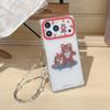 Brown Polka Dot Bear Chain Phone Case for iPhone 17/16 Pro Max/15 Pro - Girly Design