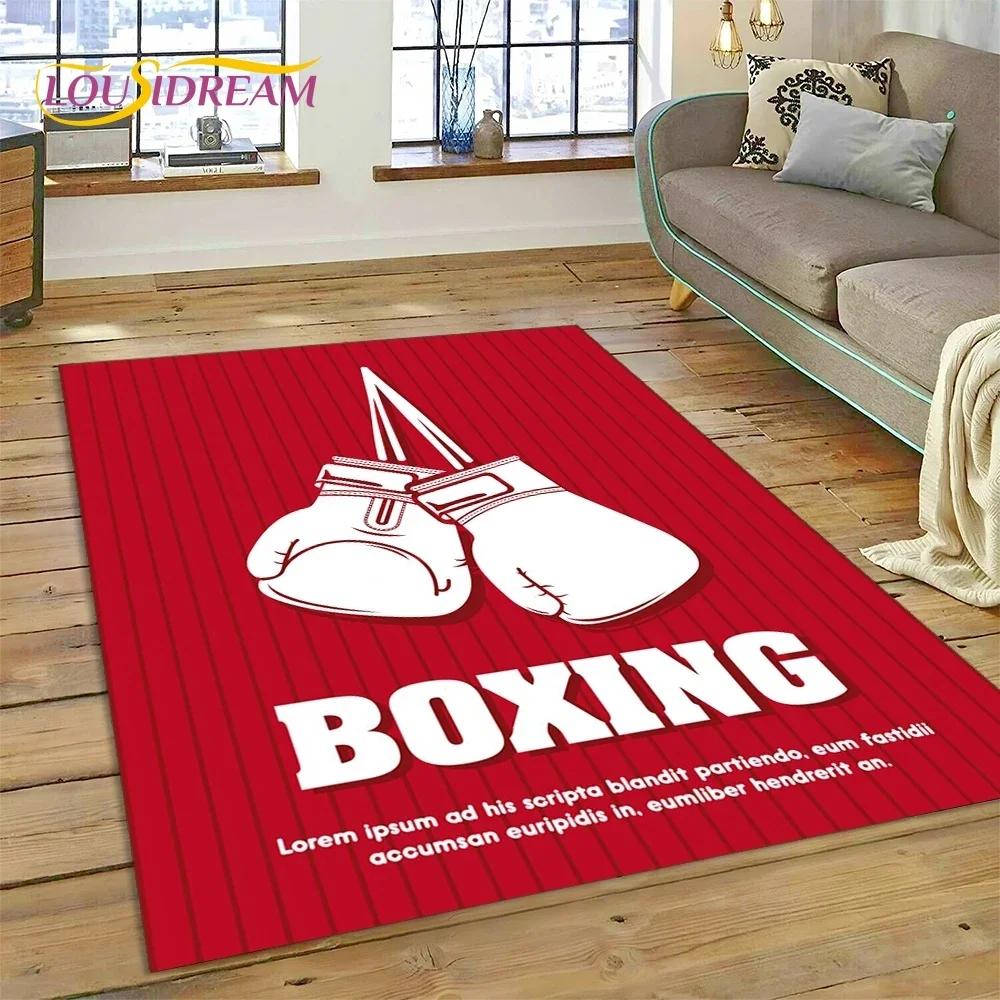 Boxerské rukavice Boxer Fight Kreslený koberec Koberec do obývacího pokoje Ložnice Domácí dekorace, Podložka na podlahu Protiskluzová Dekorace na pohovku Rohožka