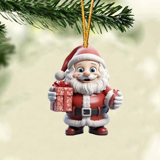 2/7 ks Vánoční Santa Claus Závěsná Dekorace Sváteční Párty Zimní Vánoční Strom 2D Plochá Akrylová Kreslená Závěsná Ozdoba Otec Vánoc