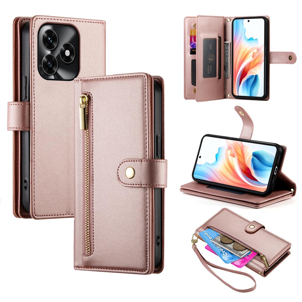 Leather Case For Honor X5c Plus 4G / X5c 4G / Play10A 4G Zipper Pocket Wallet Phone Cover with Straps