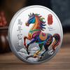 Dekoracja Monety 2026 Zodiak Koń Kolorowy Medal Pamiątkowy Rok Konia Urodziny Mały Prezent Rzemiosło Metalowe Pamiątka z Wydarzenia