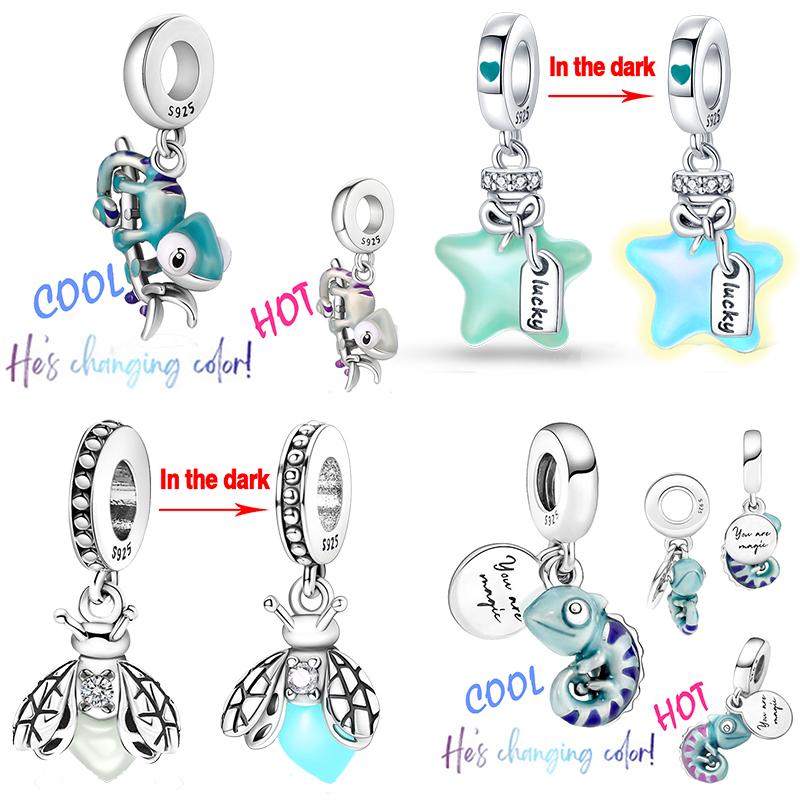 

Shoe Bag Silver 925 Charms Beads Insect Fish Pendants Fit Original Bracelets Luminous Firefly Butterfly For DIY Jewelry