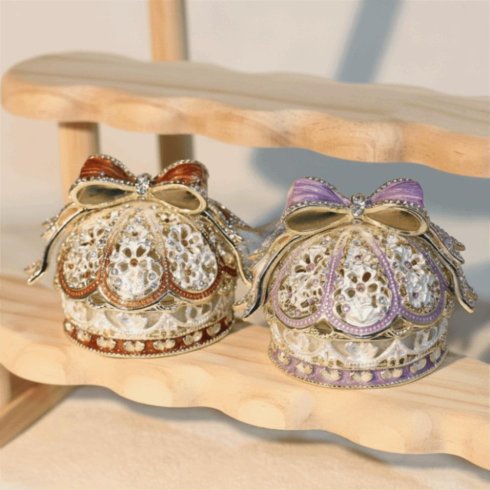 Mini Size Crown Jewelry Box Light Luxury Ring Holder Enamel Color Crown  Wedding Proposal