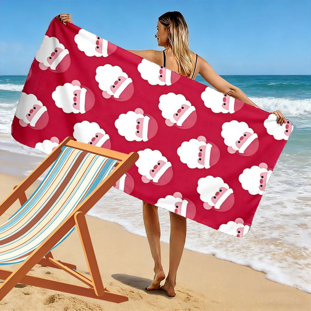 Jolly bearded holiday faces Print beach towel, quick drying, suitable for travel, outdoor sports, jogging, the beach and swimming, gift