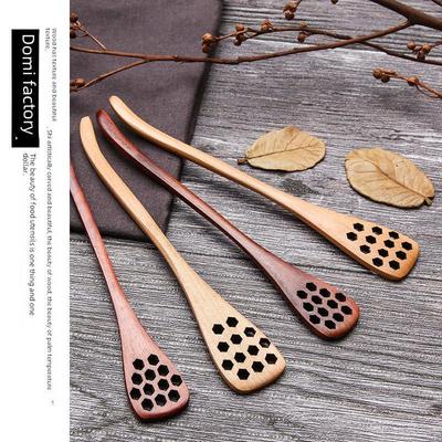 Nanmu Honeycomb Stirring Spoon - Lotus Wood Stick for Cold Drinks & Coffee