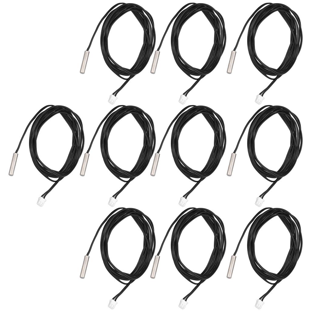 10Pcs Thermistor Sensor NTC Temp Probe 5x25mm Cylindrical Head 2 Meters Cable Length10K B3435