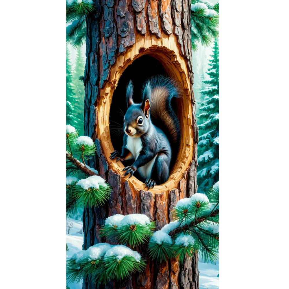 

Tiger Wolf Fox in the Winter Forest DIY Diamond Painting Cross Stitch Full Drills Diamond Mosaic New Collection Home Decor round 30x60cm білий
