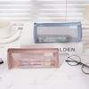 Simple Transparent Mesh Pencil Bag Three-dimensional Triangular Stationery Bag for Men and Women