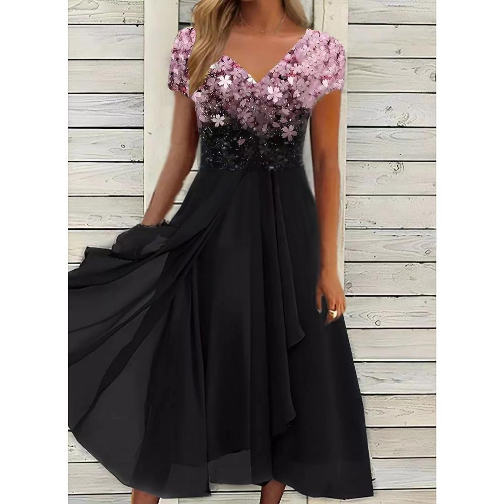 

Летняя новая женская одежда, городская мода для отдыха, шифоновое женское платье 4XL фиолетовый