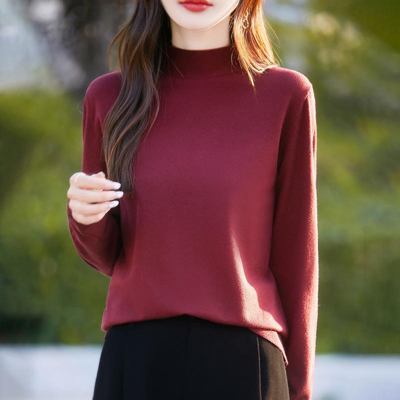 Dámský celoroční svetr z 50% vlny a 50% hedvábí | Lehký teplý pulovr z příze | Luxusní úplet z kašmírového hedvábí