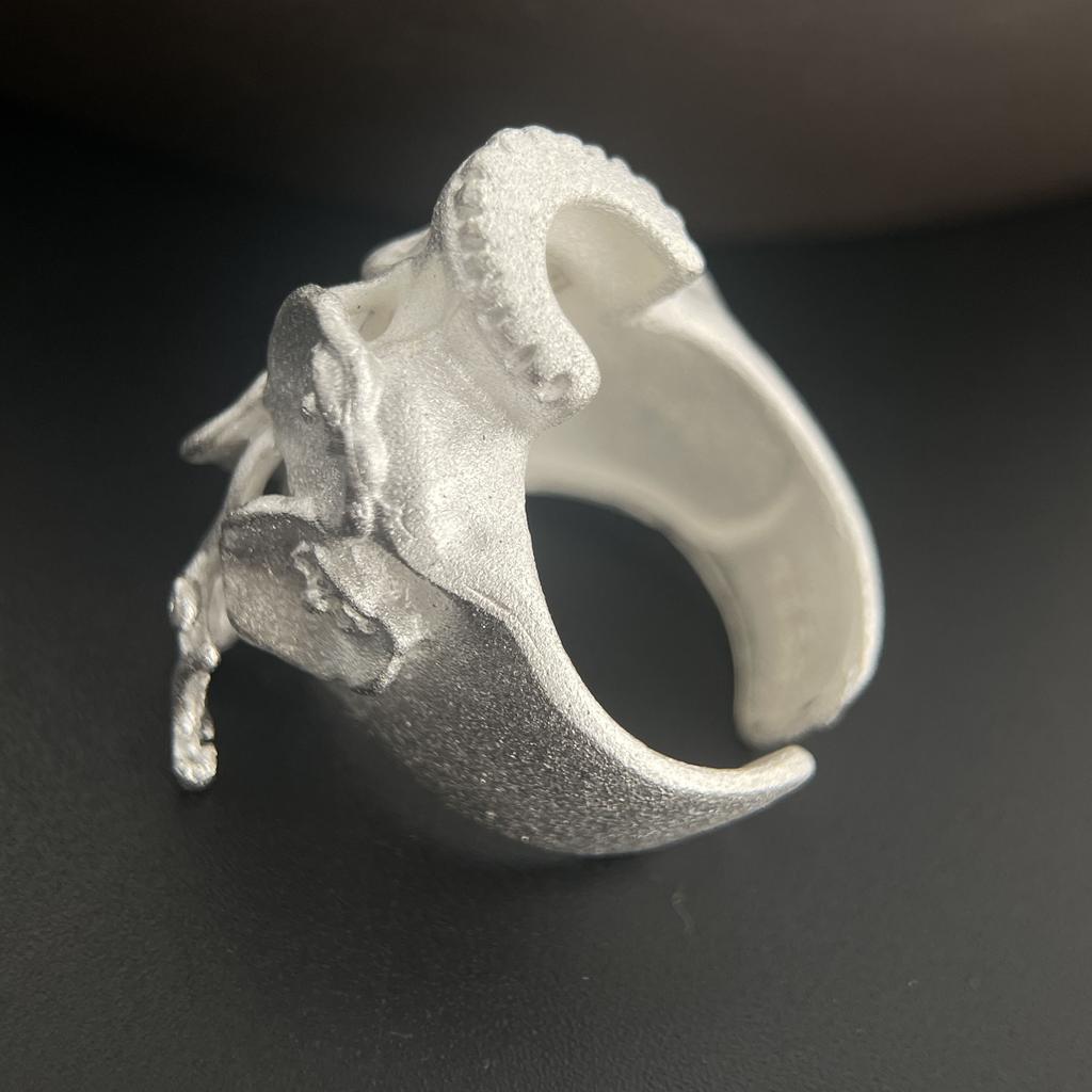 925 Sterling Silver Rings for Women Couple Minimalist Handmade Simple Big Skull Shape Ring Fine Jewelry Gift Prevent Allergy