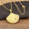 Nidin New Fashion Lucky Shell Shape Inlaid Pearl Crystal Zircon Pendant Necklace For Women Female 4 Styles Choice Jewelry Gifts